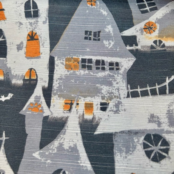 Halloween Haunted Village Houses Fabric Shower Curtain + Roller Hooks Gloomy - Picture 6 of 12